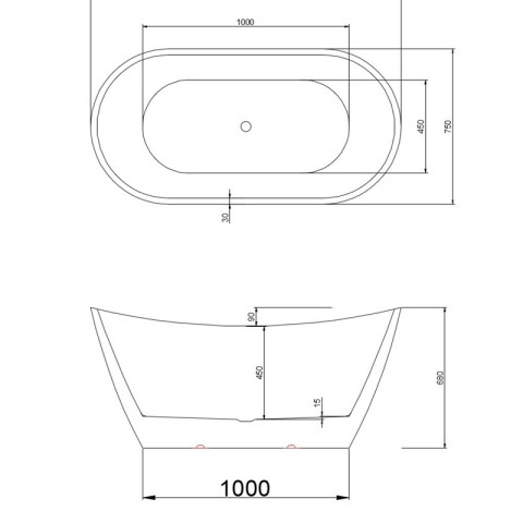 Cada de baie Rica 513A 150x75cm , Culoare Alb, Deversor Auriu - Img 7