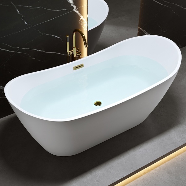 Cada de baie Rica 513B 160x75cm , Culoare Alb , Deversor Auriu - Img 4