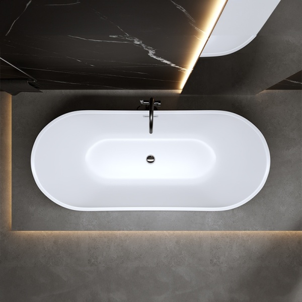 Cada de baie suport 150x75cm , Rica 513A, Culoare Alb , Deversor Cromat - Img 2