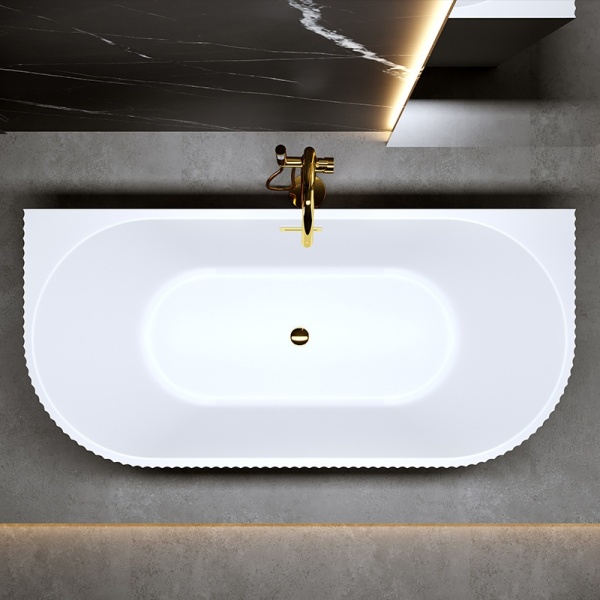 Cada de baie suport CARLO 517D, Dimensiune 170x75cm, Design elegant, Culoare Alb, Deversor Auriu - Img 2