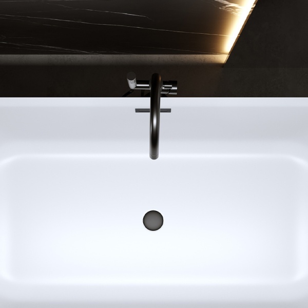 Cada de baie Viana 511B 160x75cm, Culoare Alb, Deversor Negru - Img 2