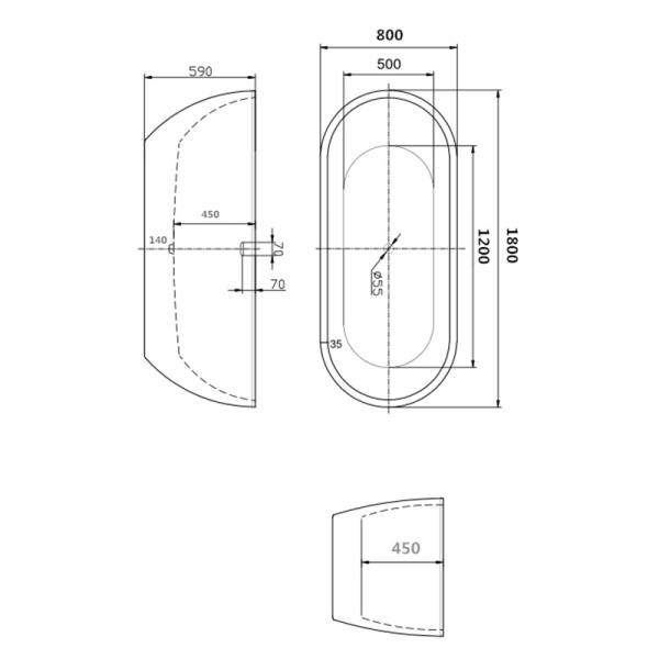 Cada freestanding, Florida, Aura New , ovala, culoare alb, dimensiune 180x80cm - Img 2