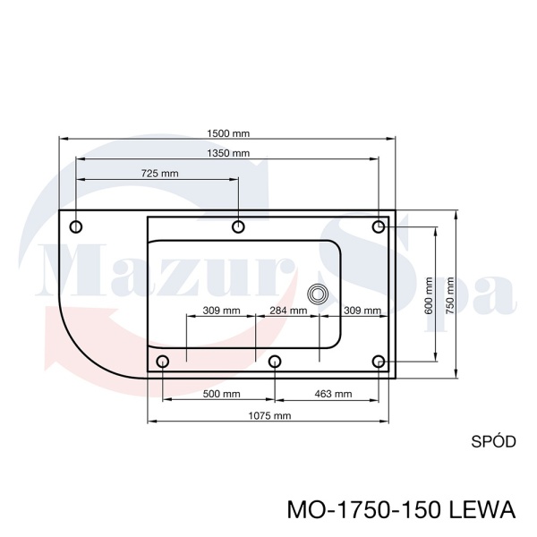 Cada independent?? MO-1750-150 , acril alb, Stanga, Montaj pe perete, 150x75 cm - Img 3