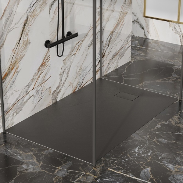 Cadita de dus JUKO Negru 120x90 cm dreptunghiulara, Slim - Img 9