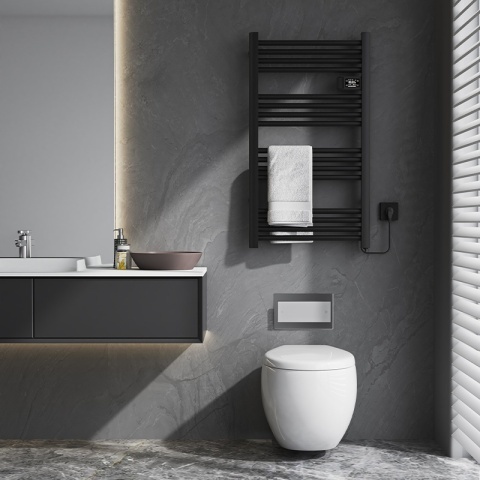 Calorifer electric vertical LOA-BL ECO 500W pentru baie 96x54, negru - Img 6