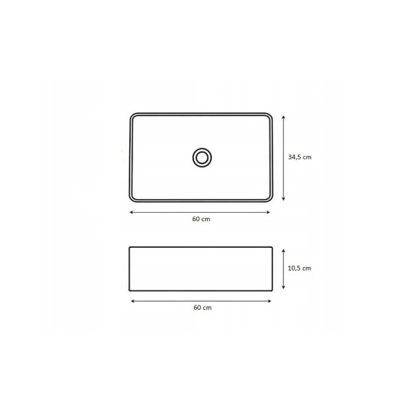 Chiuveta De Blat PRO CUBIC SLIM, 60 x 34.5 x 10.5 cm, Montaj Pe Blat, Design Deosebit, Forma Dreptunghiulara, Ceramica Sanitara, Alb - Img 5