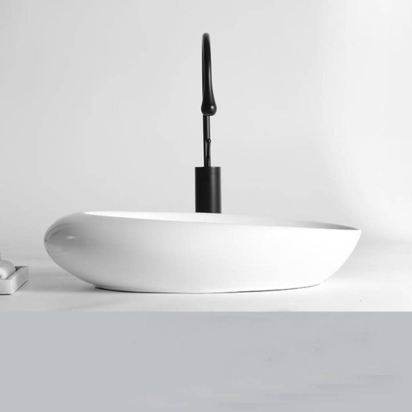Chiuveta de blat PRO ELLI, Dimensiuni 57 x 36 x 14 cm, Forma Ovala, Ceramica sanitara, Alba - Img 6