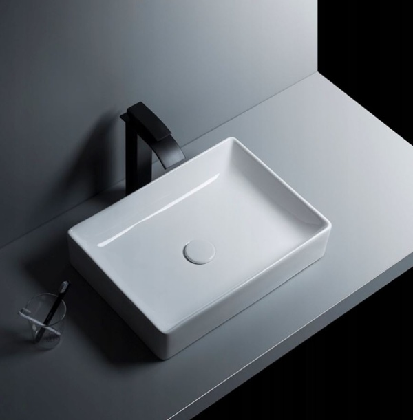 Chiuveta de blat PRO PRIMA SLIM, Dimensiuni 50 x 36 x 10.5 cm, Forma Dreptunghiulara, Ceramica sanitara, Fara gaura baterie, Alb - Img 6