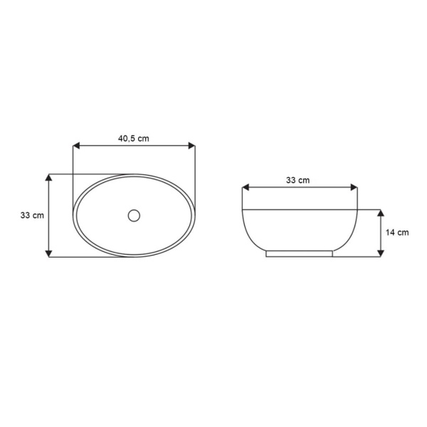 Chiuveta de blat PRO VERA Black Edge, Dimensiuni 40.5 x 33 x 14 cm, Forma Ovala, Ceramica sanitara, Alb/Negru - Img 5