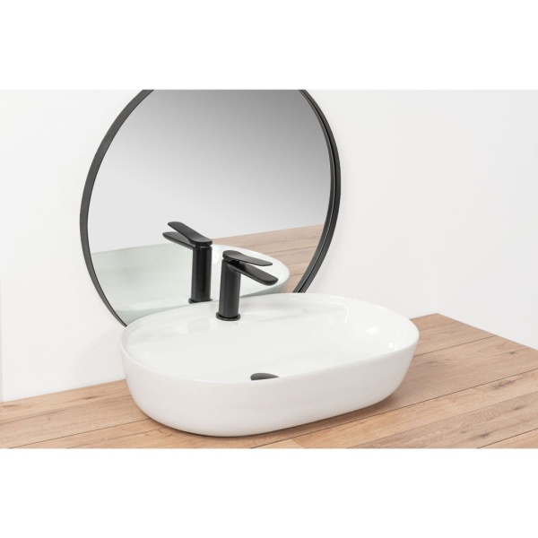 Chiuveta de blat REA AURA, Dimensiuni 60.5cm x 40.5 x 13.5 cm, Ceramica Sanitara, gaura baterie, Alb - Img 2