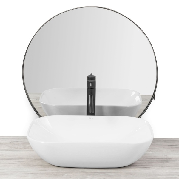 Chiuveta de blat REA Claudia 9447, 51x34 X 13 Cm, Montaj Pe Blat, Design Deosebit, Ceramica Sanitara, Alb - Img 4