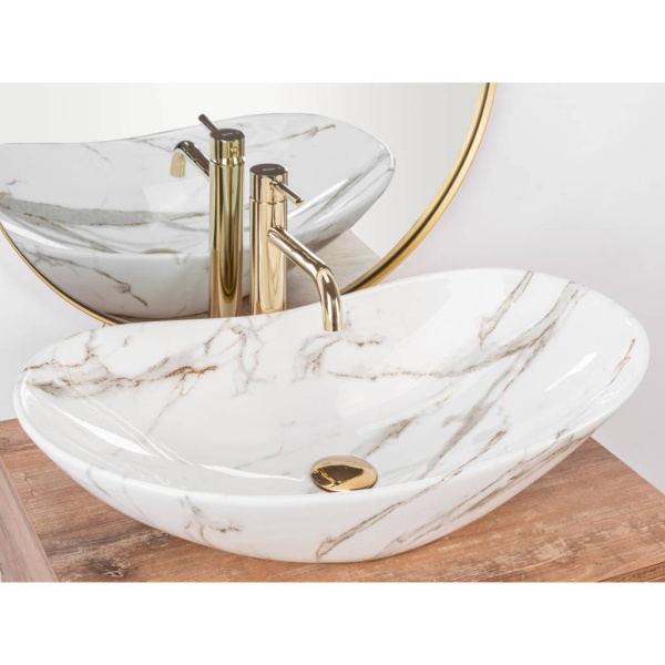 Chiuveta de blat REA ROYAL Lava, Dimensiuni 60 x 35 x 15 cm, Forma Ovala, Ceramica sanitara, Alb - Img 3