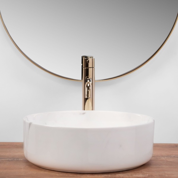 Chiuveta de blat REA SAMI MARBLE WHITE, Dimensiuni 36 cm x 36 x 11.5 cm, Ceramica Sanitara,Fara Gaura baterie,Lucios - Img 4