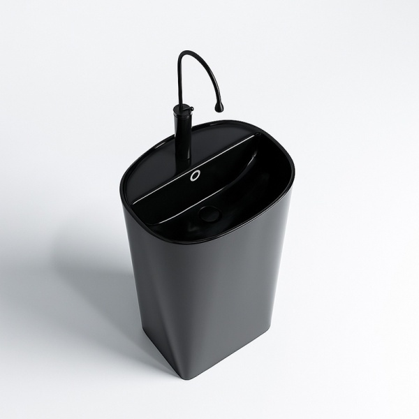Chiuveta ovala independenta tip piedestal din ceramica Claro negru - Img 12