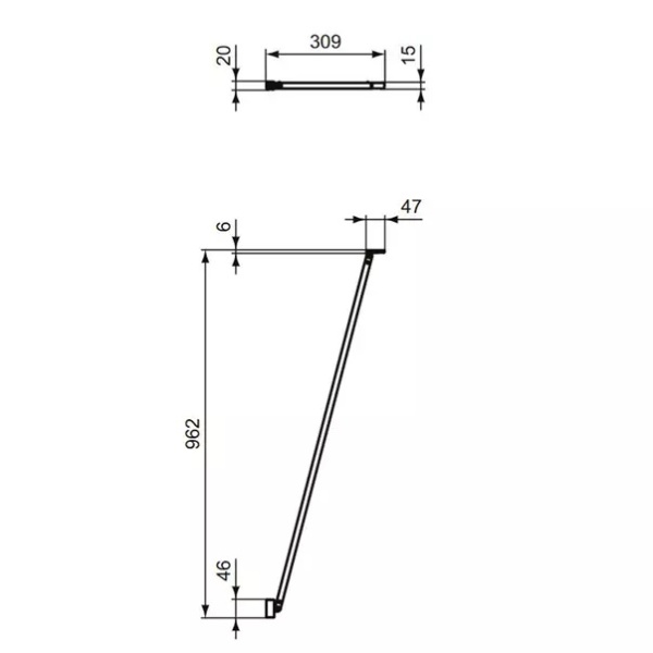 Consola sustinere unghiulara pentru dus 100cm Ideal Standard Connect 2 - Img 3