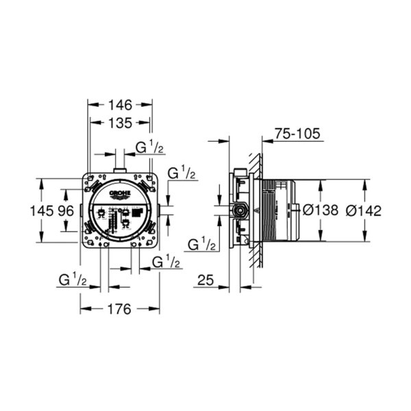 Corp incastrat Grohe Rapido SmartBox Universal 1/2" - Img 7