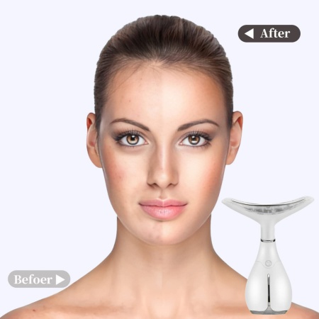 Dispozitiv Facial 3 in 1 pentru Hidratare, Eliminarea Ridurilor si Regenerarea Pielii, Actiune Tripla cu Lumina Led, Functie Thermo si Vibratie, pentru Fata, Gat, Decolteu si Maini - Img 2