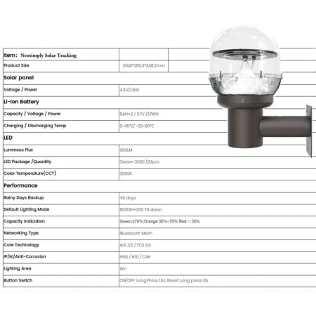 Lampa Solara LED Portabila de Exterior, Neosimply Camping, 230lumeni, rotatie 360% dupa razele solare, bluetooth app, senzori de luminozitate si miscare - Img 3