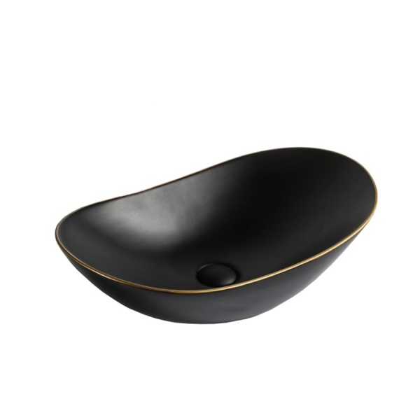 Lavoar de blat PRO ZUZAN negru mat,cu margine aurie,dimensiune 60,5 x 36 x 15 cm - Img 3