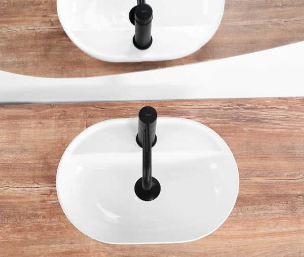 Lavoar de blat Rea Aura 42cm , Design Modern Din Ceramica Sanitara ,Culoare Alb - Img 3