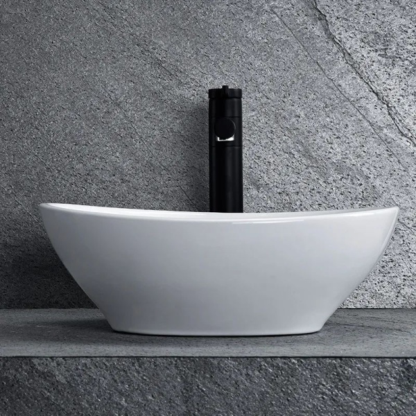 Lavoar De Blat REA SOFIA WHITE, Dimensiuni 41 X 34.5 X 15 Cm, Montaj Pe Blat, Design Deosebit, Forma Ovala, Ceramica Sanitara, Alb - Img 3