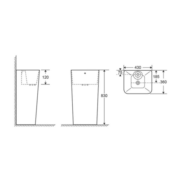 Lavoar freestanding Fluminia Porthos alb 43 cm - Img 2