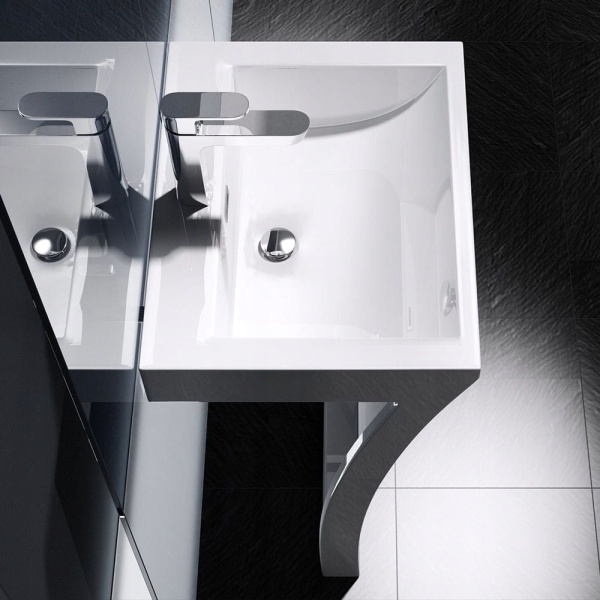 Lavoar Independent PRO LEON, Dimensiuni 60x48 x 82 cm, Forma Rectangulara, Cu Gaura Baterie, Alb - Img 4