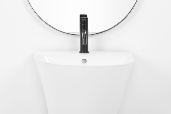 Lavoar Independent REA RIT SLIM, Dimensiuni 48x 42 X 83.5 Cm, Forma Rotunda, Alb - Img 2
