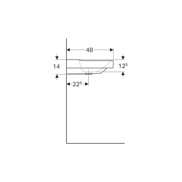 Lavoar pe blat cu orificiu baterie stanga/dreapta 120 cm Geberit Xeno 2 alb - Img 5