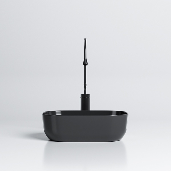 Lavoar pe Blat, Milo, Marmura Ceramica Negru Lucios , Dreptunghiular 37 x 25 x 11,5 cm - Img 4
