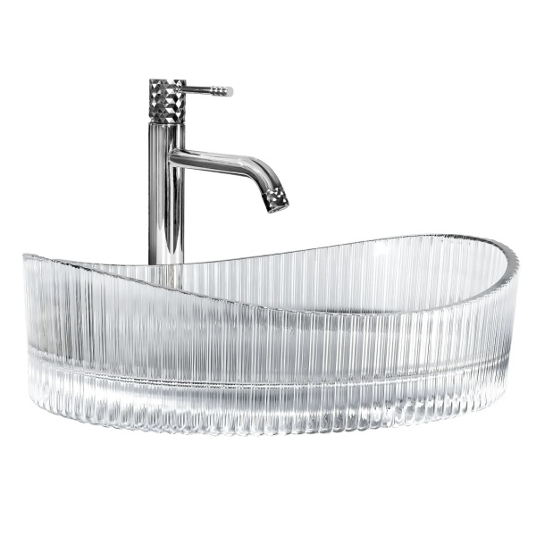 Lavoar pe blat oval din sticla Rea Harper transparent - Img 10