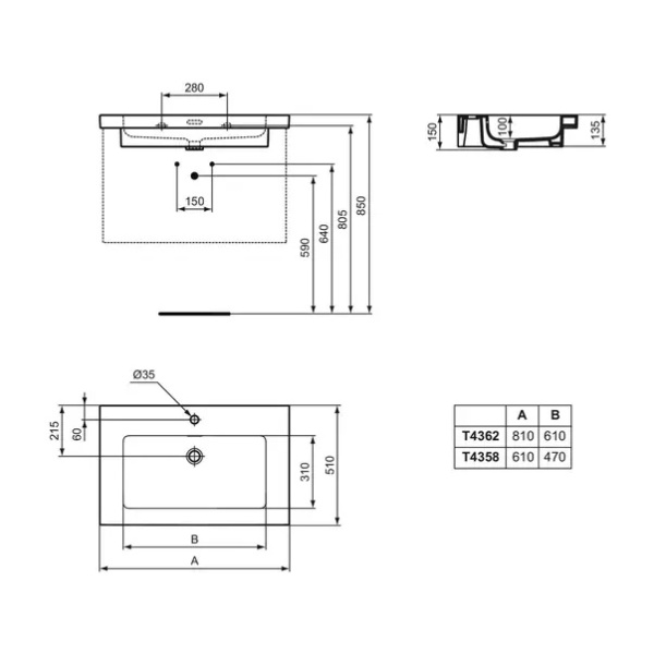 Lavoar pe mobilier Ideal Standard Atelier Extra alb mat 61 cm - Img 12