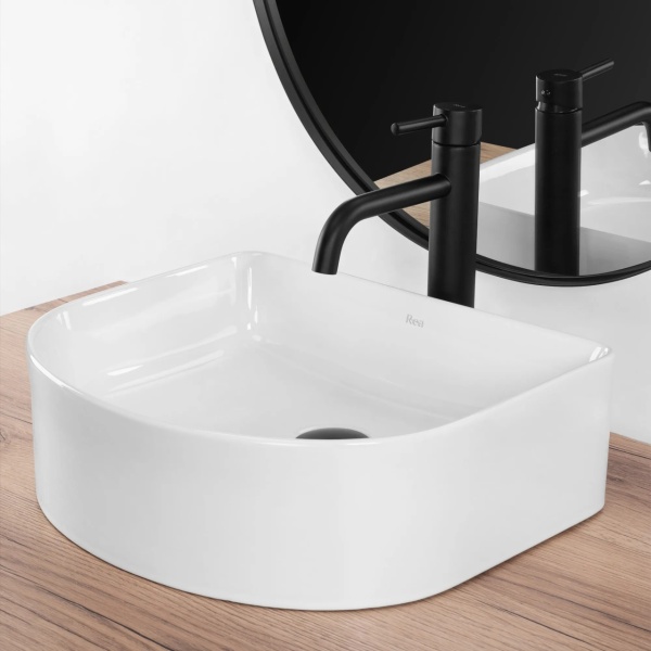 Lavoar pentru baie Rea Clara , Dimensiune 40 cm , Culoare alb - Img 3