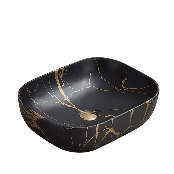 Lavoar pentru blat PRO TOKYO Marmura neagra mat 45,5x32x13,5 cm - Img 3