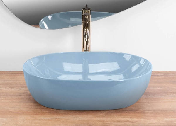 Lavoar pentru blat REA LISA , Culoare Light Blue Shiny - Img 3