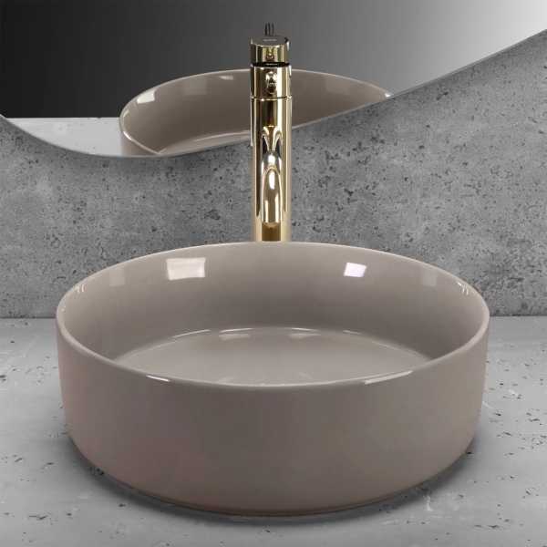 Lavoar pentru blat Rea Sami 36cm, Culoare Beige Shiny - Img 2