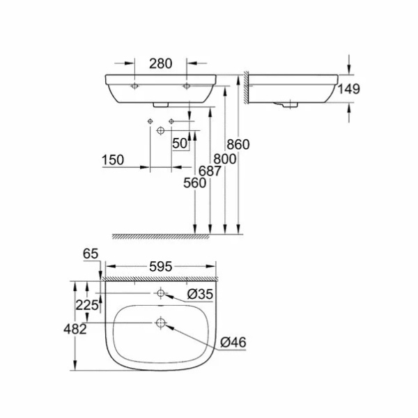 Lavoar suspendat Grohe Euro Ceramic 60 cm - Img 5