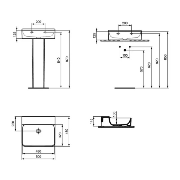 Lavoar suspendat Ideal Standard Atelier Conca 50 cm alb lucios - Img 12