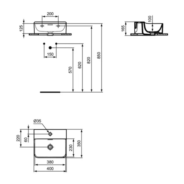 Lavoar suspendat Ideal Standard Atelier Conca alb lucios cu orificiu baterie si preaplin 40 cm - Img 12