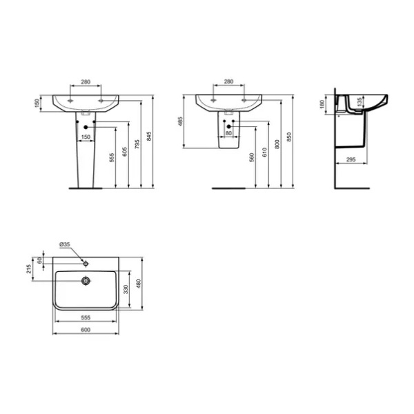 Lavoar suspendat Ideal Standard i.life B alb lucios 60 cm cu orificiu baterie - Img 8