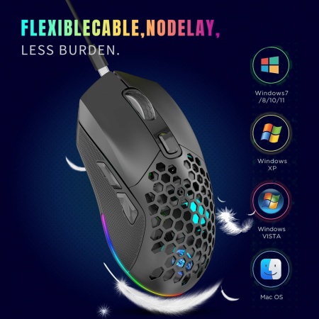 Mouse Wireless Profesional pentru Home &amp; Office ODISSEY LIFE®, 4800 Dpi, Reincarcabil, Iluminare RGB, Dual Mode BT 5.1 si wireless, Dual magnetic cover, - Img 2