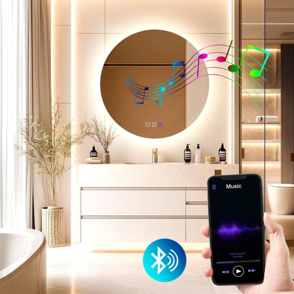 Oglinda cu Led Round Bluetooth , Forma Rotunda ,60 cm - Img 4