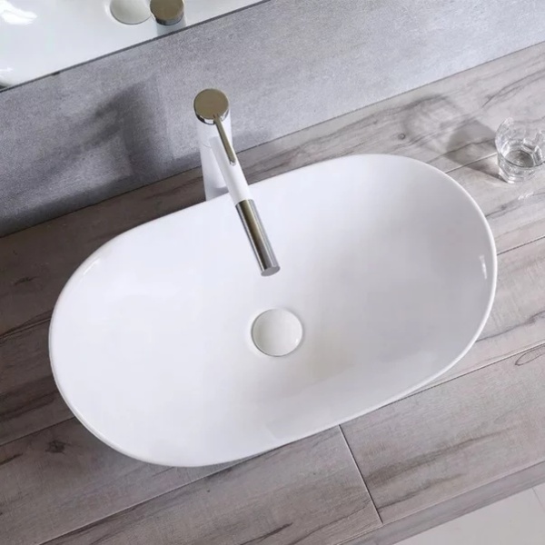 Pachet lavoar pe blat Rea Royal alb 62.5 cm, baterie lavoar Ideal Standard Ceraline negru si ventil lavoar Click-Clack D negru - Img 5