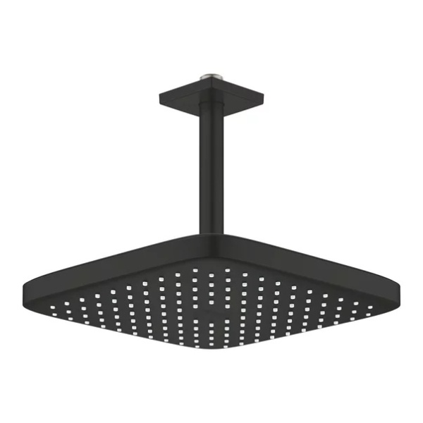 Palarie si brat de dus negru mat Grohe Tempesta 250 Cube patrata montaj tavan - Img 3