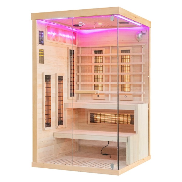 Sauna uscata cu infrarosu si terapie cromatica pentru 2 persoane EP2RS stanga 120 x 120 cm - Img 6