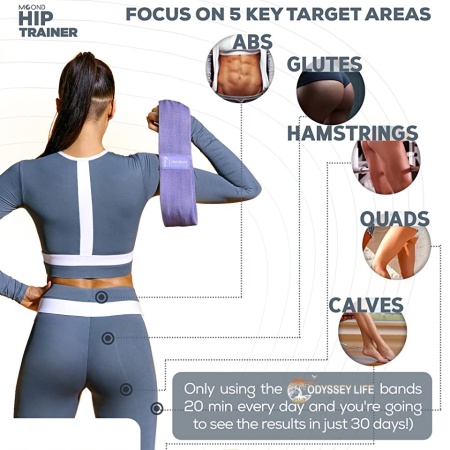 Set 3 benzi elastice fitness ODISSEY LIFE®, din bumbac si latex, 3 niveluri de rezistenta - Img 5