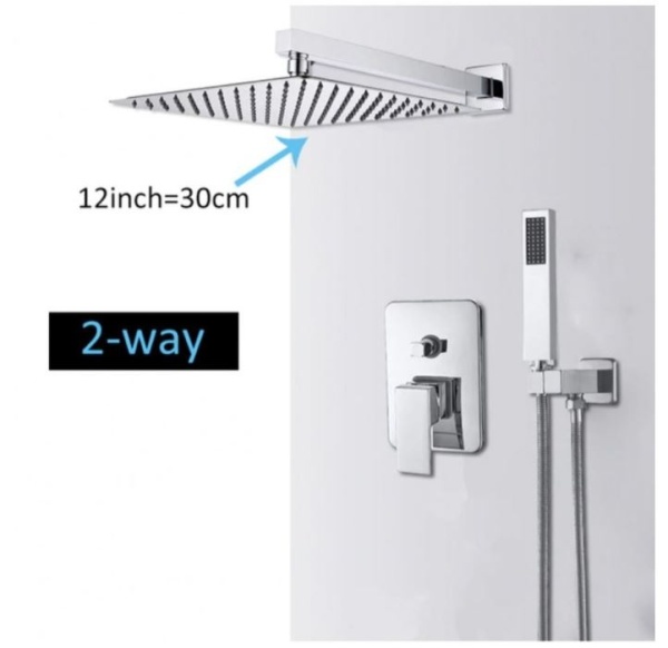 Set baterie crom PRO10 cu doua functii, pentru cada si dus , cu para patrata tip ploaie, baterie incastrata - Img 4