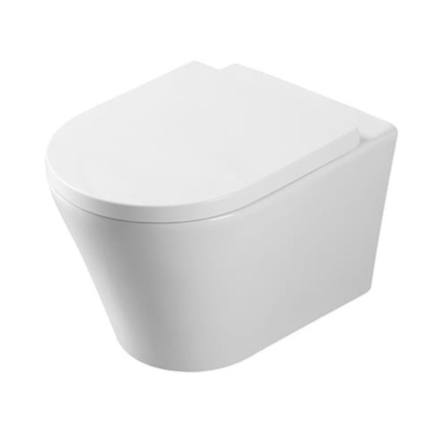 Set Bideu si Vas WC PRO GROHE, montaj suspendat, ceramica sanitara, WC SONATA Clementina RIMLESS + Bideu +Capac Soft-Close + Cadru + Clapeta - Img 3