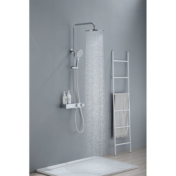Set de dus F12A Design Modern, Cu Efect de Ploaie si Afisaj LCD, Culoare Crom - Img 3