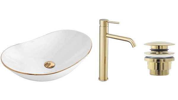 Set lavoar ROYAL GOLD EDGE si baterie inalta LUNGO GOLD ,DOP UNIVERSAL gold - Img 9